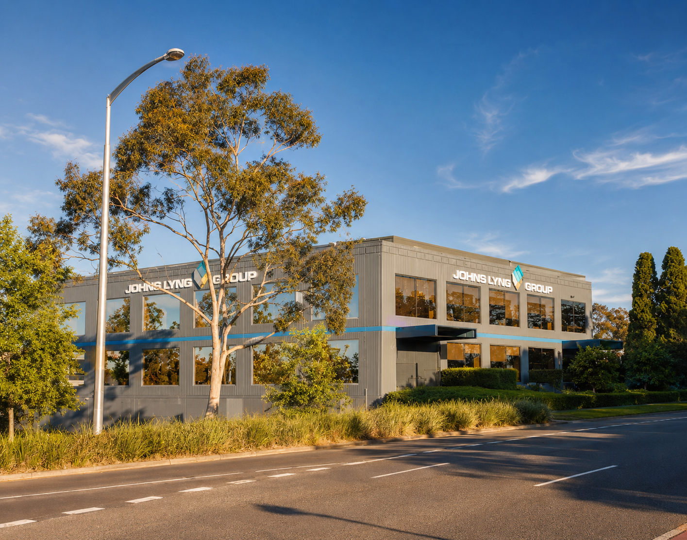 Johns Lyng Group building exterior in Melbourne. Clean My Biz services Johns Lyng client sites across Melbourne shopping centres and stand-alone retail.